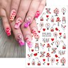 8 Sheets Valentines Nail Stickers 3D Heart Nail Art Stickers Self-Adhesive Valentine's Day Nail Decals Red Love Heart Nail Supplies Letter Simple Line Girl Nail Design Sticker for Women DIY Manicure