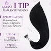 LaaVoo Itip Human Hair Extensions Black I Tips Hair Extensions Real Human Hair Jet Black I Tip Hair Extensions Pre Bonded for Black Women 18 Inch 1g/1s 50g/pack