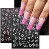 BMKKOT Hibiscus Flower Nail Stickers for Nail Art White Pink Elegant Floral Nail Decals 3D Self Adhesive Nail Art Design Spring Summer Flower Petal Nail Supplies Pegatinas Para Uñas Stickers for Women