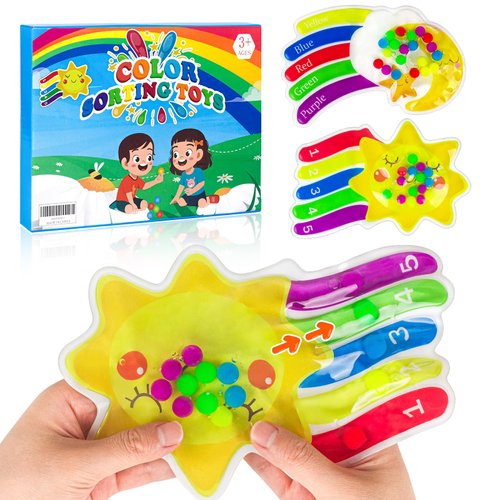 2 Pack Color Sorting Sensory Toys, Fine Motor Skill Games Learning Toys for Toddlers, Color Matching Fidget Sensory Toys for Calm Down, Preschool Learning & Educational Montessori Toys with Autism