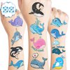 Whale Temporary Tattoos Stickers Themed Blue Ocean 100PCS Cute Orca Narwhal Sea Animals Birthday Party Favors Decorations Supplies Tattoo Sticker Gifts For Boys Girls School Prizes Carnival Christmas