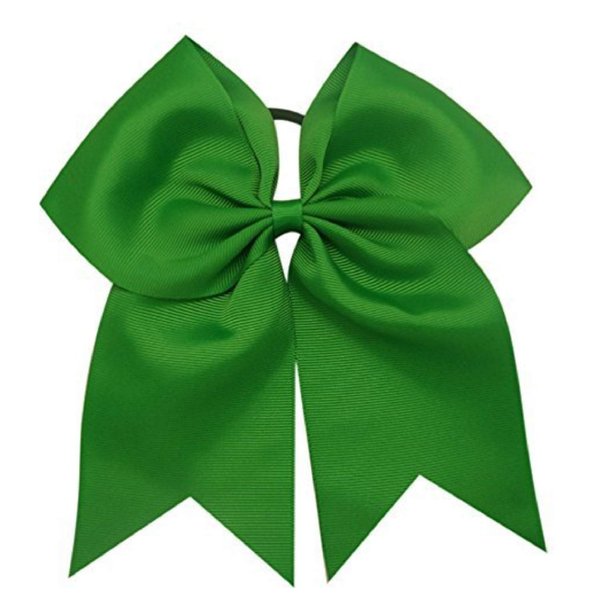 Kenz Laurenz Green Cheer Bows - Irish Green St Patricks Day Accessories Cheerleading Gifts for Girls Women Team Bow with Ponytail Holder Cheerleader Outfit Uniform Hair Ties Bands Elastics (1)
