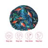 Sea Turtle Shower Cap For Women Adjustable Double Waterproof Layers Bathing Bath Cap Hair Protection Reusable Ladies Spa Salon Shower Hat