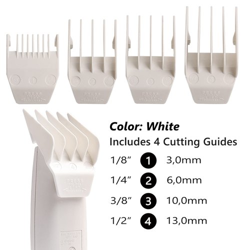 Professional Peanut Clipper Guards - 4-Piece Clipper Guides For Wahl Peanut, Trimmer Cutting Guides Set - Competible with Peanut Blade, White