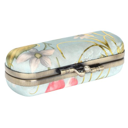 Lipstick Case Lip Gloss Case Vintage Embroidery Pattern Portable Lipstick Case Holder with Mirror, Cosmetic Storage Kit Ladies Floral Lipstick Case