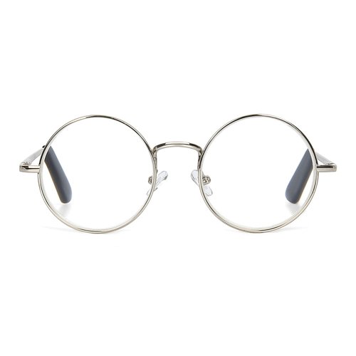 EYE ZOOM Metal Frame Round Reading Glasses with Spring Hinge (Silver, 1.25 Strength)