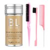 4Pcs Hair Wax Stick & Slick Back Hair Brush Versatile Hair Styling Set, Hair Wax Stick for Flyaways & Wigs Hair Tamer Styling, Edge Brush, Teasing Brush and Rat Tail Combs for Women Girls (Pink)