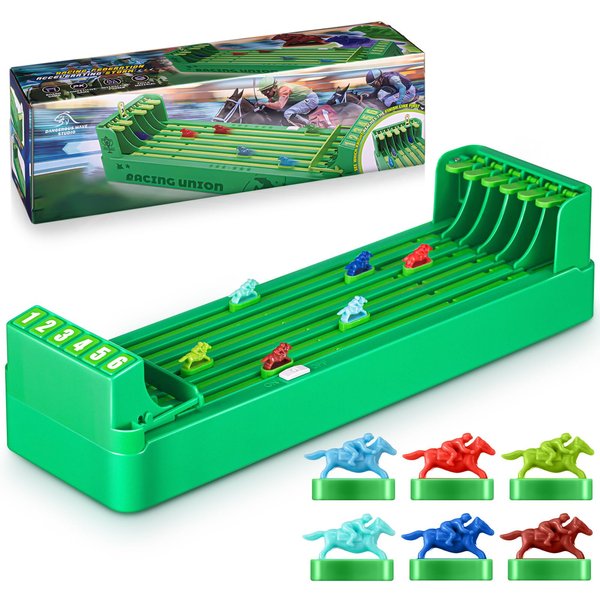 Foilswirl Electric Horse Racing Game Horse Race Board Game Mini Portable 6-Horse Racing Table Games Desktop Derby Racing Game for Adult Family Party Entertainment
