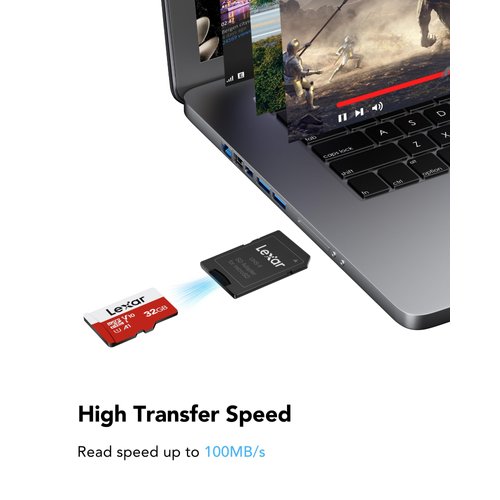 Lexar 32GB Micro SD Card 3 Pack, microSDHC UHS-I Flash Memory Card with Adapter - Up to 100MB/s, U1, Class10, V10, A1, High Speed TF Card (3 microSD Cards + 1 Adapter)