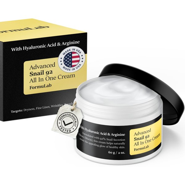 FormuLab New 2024 Advanced Snail 92 All In One Cream, Snail Mucin Moisturizer Face Cream, Revitalizing Snail Cream for Face Moisturizer 2oz