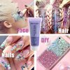 HWSHQY OO Light Purple Body Glitter,Mermaid Face Glitter Gel,Sparkly Glitter Makeup Chunky Glitter for Face Body Hair Eyes Lip,Halloween Sequins Face Body Glitter for Women and Kids,50ML