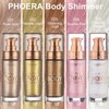 PHOERA Body Luminizer Highlighter, Waterproof Moisturizing and Glow For Face & Body, Face Body Glow Illuminator (105 Diamond Platinum)