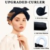 Gwabee No Heat Curling Headband, 70" Soft Hair Curlers to Sleep In Overnight Curls Headband, No Heat Hair Curler Ribbon Curl Wrap for Long Hair Rollers, 9 PCS Curling Rods Set with Yoga Strap -Black
