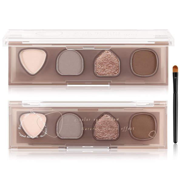 Boobeen Smoky Eyeshadow Palette-4 Colors, Highly Pigmented Matte Shimmer Eyeshadow Powder, Blendable, Natural Cool Shades, Bold Neutral Smoky Eye Makeup for Halloween