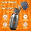 ENERGIFY Vacuum Insulated Food Jar. 24oz Thermos Includes Folding Spoon and Cup. Hot & Cold Drinks, Lunch Container For Kids and Adults. Made of Premium BPA-Free Stainless Steel, Leak Proof, Grey.