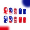 Square Press on Nails Independence Day Fake Nails, LPOODDNU Blue Red Press on Nails Medium Length False Nail Tips Cute Star Stripe Stick on Nails for 4th of July Nail Art Decorations - 24Pcs