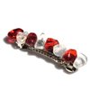 Red and White Stone 60 MM French Barrette Hair Clip for Christmas