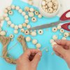 150 Pcs Unfinished Wooden Beads, 3 Sizes, with 10m Jute Twine, Natural Wood Loose Beads Bulk for Crafts Tassel Garland Jewelry Making Macrame Bracelets DIY Farmhouse Decor, 8mm/16mm/20mm, Wooden Beads