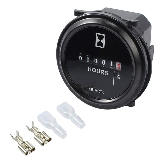 AMTOVL Quartz Hour Meter Round DC 12v 24v 36v 48V 60V 72V Hour Meter Gauge for ATV Boats Marine Motorcycles Snowmobile Lawn Tractors Tracking Engine Hours