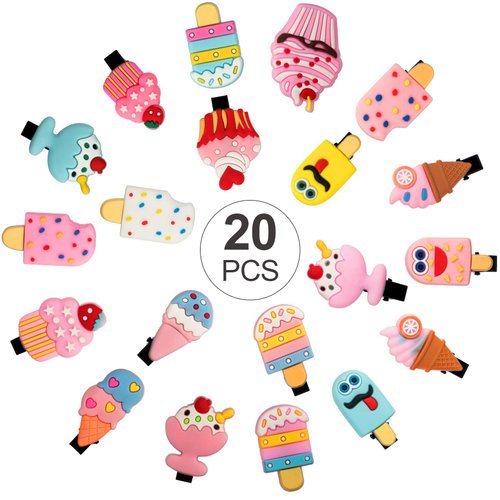 PAGOW 20PCS Dessert Patterns Hair Clips, Assorted Adorable Hair Clips, Korean Style Cute Present Headdress Beauty Headband Hair Accessories Bow Ties for Girls Teens Kids Women Dolls