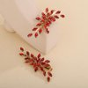 Teyglen Red Rhinestone Bridal Hair Clips Crystal Wedding Hair Barrette for Women Decorative Hair Accessories Jewelry Sparkly Crystal Hair Piece (Red)