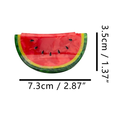 CLIP SUGAR Watermelon Hair Clip,Acetate Hair Clip,Small Claw Clip for Women,Red, 1 Count (Pack of 1)