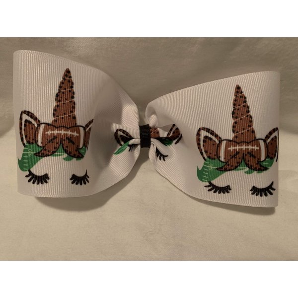 Unicorn Hair Bow, Unicorn Bow, Football Bow, Girls Hair Accessory, Partially Lined Alligator Hair Clip, Football Hair Bow