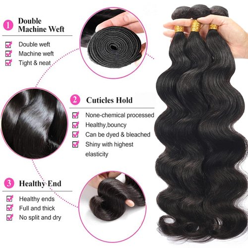 Body Wave Bundles Human Hair Brazilian Wave Bundles 100% Unprocessed Brazilian Virgin Remy Hair Bundles Body Weave Bundles Human Hair Extensions for Black Women 18 18 18 inch