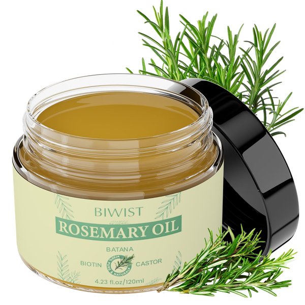 BIWIST Rosemary Oil for Hair Growth,Organic Rosemary Hair Oil for Thin Hair Eyebrows Beard,100% Natural Rosemary Ointment with Batana for Skin Care Body Massage,Men and Women（4.23 Floz/120ml）