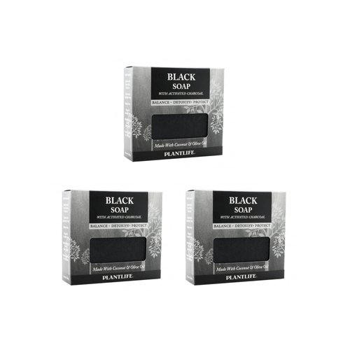 Plantlife Black 3-Pack Bar Soap - Moisturizing and Soothing Soap for Your Skin - Hand Crafted Using Plant-Based Ingredients - Made in California 4.5oz Bar
