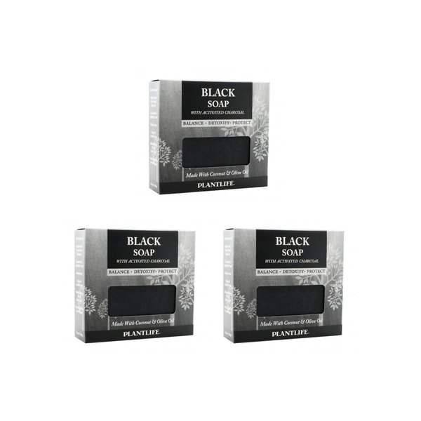 Plantlife Black 3-Pack Bar Soap - Moisturizing and Soothing Soap for Your Skin - Hand Crafted Using Plant-Based Ingredients - Made in California 4.5oz Bar