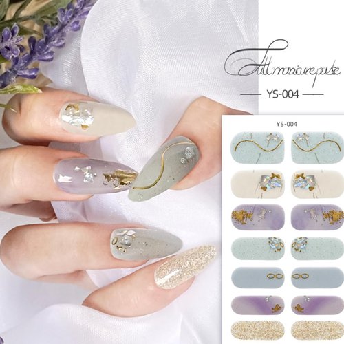 8 Sheets Semi Cured Gel Nail Strips Glitter Nail Wraps Nail Polish Strips Colorful Flower Nail Polish Stickers Full Wrap Nail Polish Decals Self Adhesive Nail Art Stickers for Women DIY Acrylic Nails