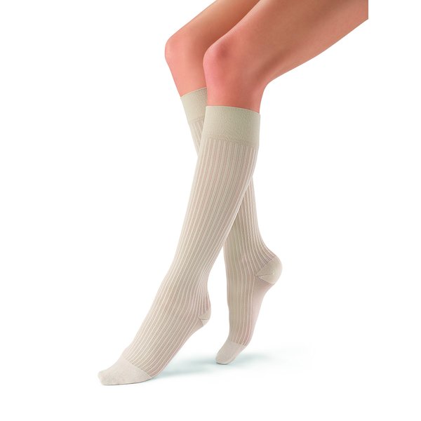 JOBST 120234 soSoft Compression Sock, Ribbed, Knee High, 20-30mmHg, Sand, Medium