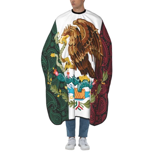 Mexico Paisley Flag Salon Barber Cape - Professional Hairdressing Waterproof Hair Cutting Cape With Adjustable Snap Closure-Haircut Apron For Hair Stylist And Home Use-55''X66''