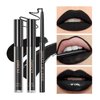 3Pcs Black Matte Liquid Lipstick, Lip Liner, Lip Gloss Trio Lip Set - One Step Halloween Lips Makeup Kits Waterproof Long-Lasting Moisturizing Velvety Black Lip Stain Make Up Gift Set (12#)
