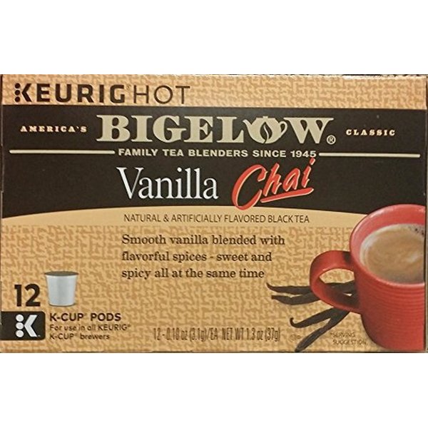 Bigelow Vanilla Chai Black Tea Keurig K-Cups, Caffeinated Black Tea 12 Count Box