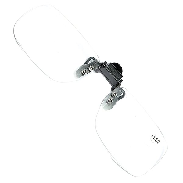 PLOPLO Rimless Clip-on Reading Glasses Reader (Black, 1.5)