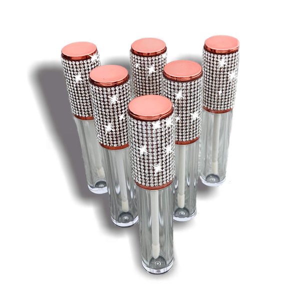 NO PROB-LLAMA 6 pack of 10ml Rhinestone Bling Lip Gloss Tubes Rose Gold