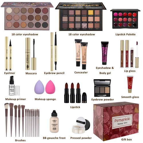 All in One Makeup Kit for Women Full Kit, Makeup Gift Set for Girls & Teen, Travel Makeup Set, Professional Makeup Kit Includes lash Clusters Kit Eyeshadow Lipstick Brow Pencil Eyeliner Brush Set