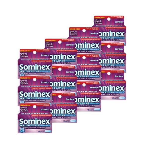 Sominex Nighttime Sleep-Aid Caplets, Maximum Strength, 16 ct. (Pack of 12)