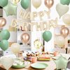 Sage Green Birthday Decorations for Men Women Boys Girls,Sage Green Beige Gold balloons Happy Birthday Balloons Banner Confetti Balloons for Birthday Baby Shower Party Decorations