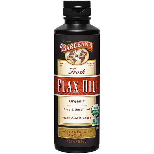 Barlean's Organic Flaxseed Oil Liquid, Cold Press Flax Seeds, 7,640mg ALA Omega 3 Fatty Acid Supplement for Healthy Hair, Skin, and Eyes, Vegan & Gluten Free, 12 oz