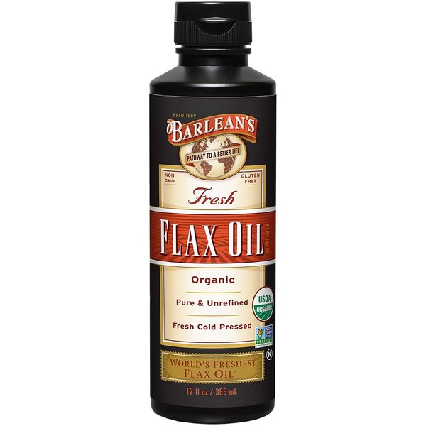 Barlean's Organic Flaxseed Oil Liquid, Cold Press Flax Seeds, 7,640mg ALA Omega 3 Fatty Acid Supplement for Healthy Hair, Skin, and Eyes, Vegan & Gluten Free, 12 oz