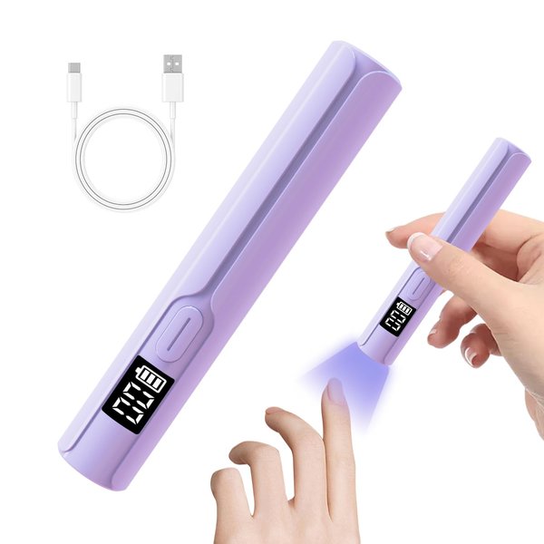 Mini UV Lamp for Gel Nails, Asimebesty Handheld UV Light for Nails, Portable LED Nail Lamp, Rechargeable Cordless U V Led Nail Lamp for Fast Curing, USB Small Nail Dryer with 2 Timers LED Screen