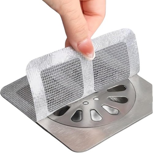 Disposable Shower Drain Cover Hair Catcher 4" X 4" Mesh Stickers for Bathroom, Laundry, Bathtub, Kitchen, and Sink 20 PCS