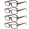Kerecsen 4 Pack Reading Glasses for Women/Men Spring Hinges Readers Glasses Lightweight Eyeglasses (2 Black 2 Tortoise, 1.50)