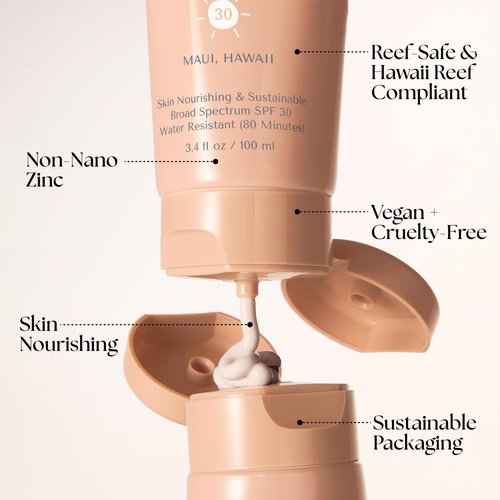 Project Reef SPF 30 Mineral Sunscreen - Reef Friendly, Ocean Safe, Vegan Sunscreen Lotion for All Ages, No White Residue, Water-Resistant, 3.4 fl oz