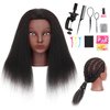 Mannequin Head with Human Hair 14'' Cosmetology Manikin Doll Head with 100% Real Human Hair for Braiding Hairdresser Practice Styling with Free Clamp Holder-Black