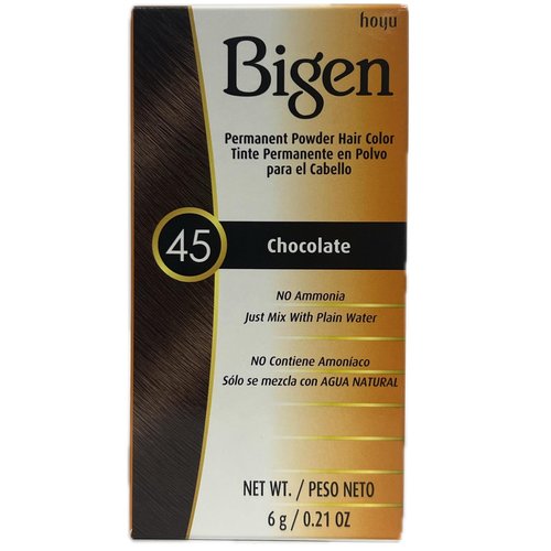 Bigen Permanent Powder Hair Color 45 Chocolate 1 ea (Pack of 7)