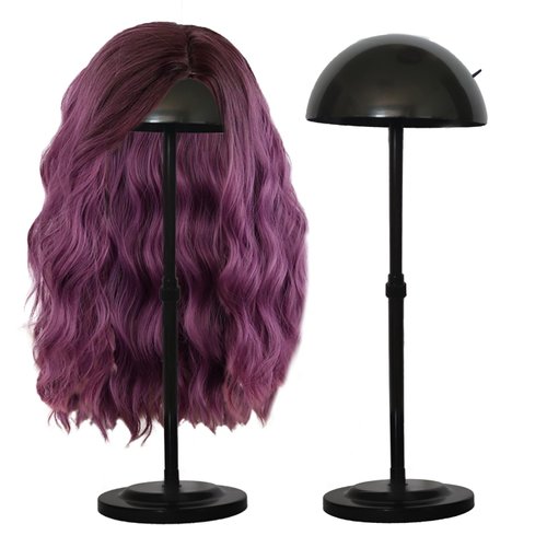 Wig Stand Adjustable Height Black Plastic Wig Head Stand Portable Wig Holder Stands Non-Slip Wig Head Holders Sturdy for Multiple Wigs and Hats Styling Drying Display
